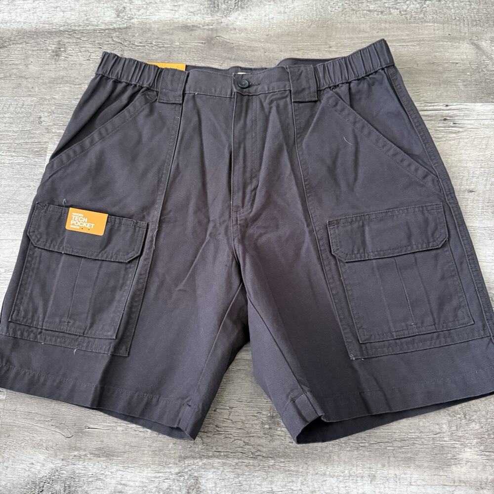 Savane Hiking Short Mens 34 Dark Gray Cargo UPF 30 Tech Pocket Elastic Waist NEW